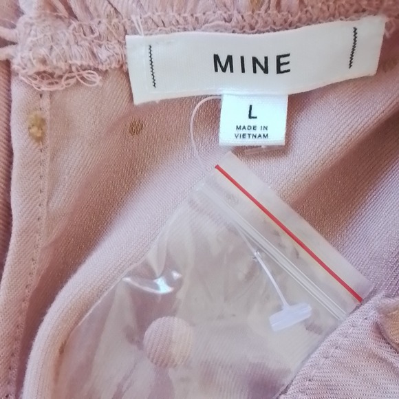 Anthropologie MINE Boho Smocked Ruffle‎ Puff Sleeve Blouse Pink Dot size L - Picture 10 of 13